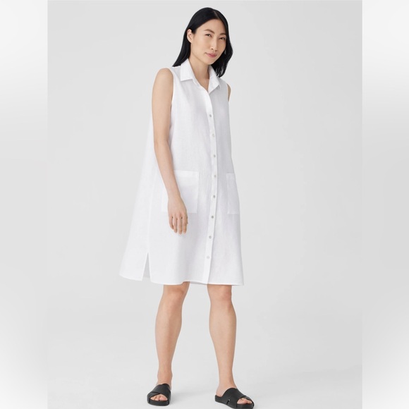 NWT EILEEN FISHER Organic Linen Sleeveless Dress - Picture 2 of 8